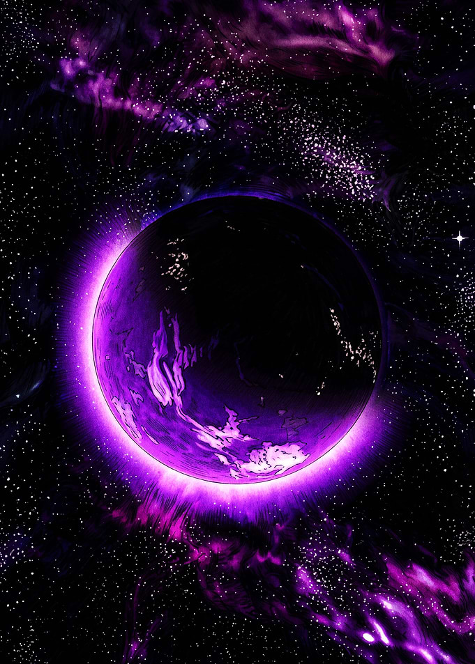 Glowing Purple Planet in Deep Space