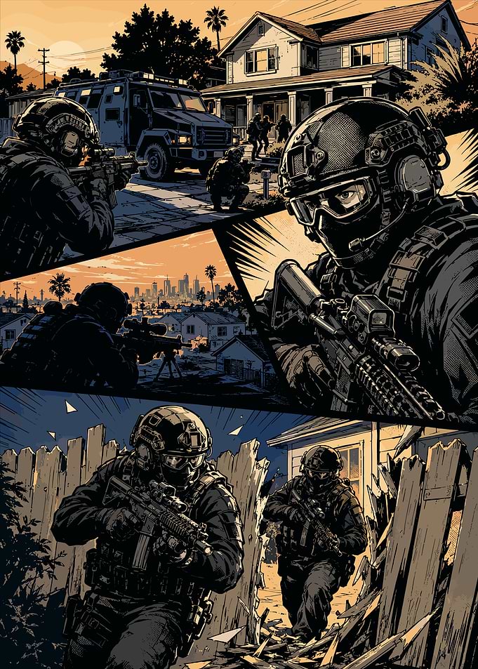 Tactical SWAT Team Comic Art