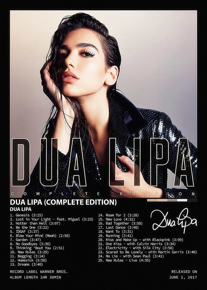Dua Lipa Complete Edition Album Poster