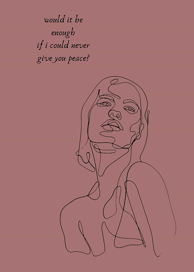 Minimalist Line Art Portrait with Quote