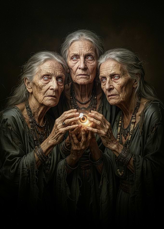 Three Blind Witches with Crystal Ball
