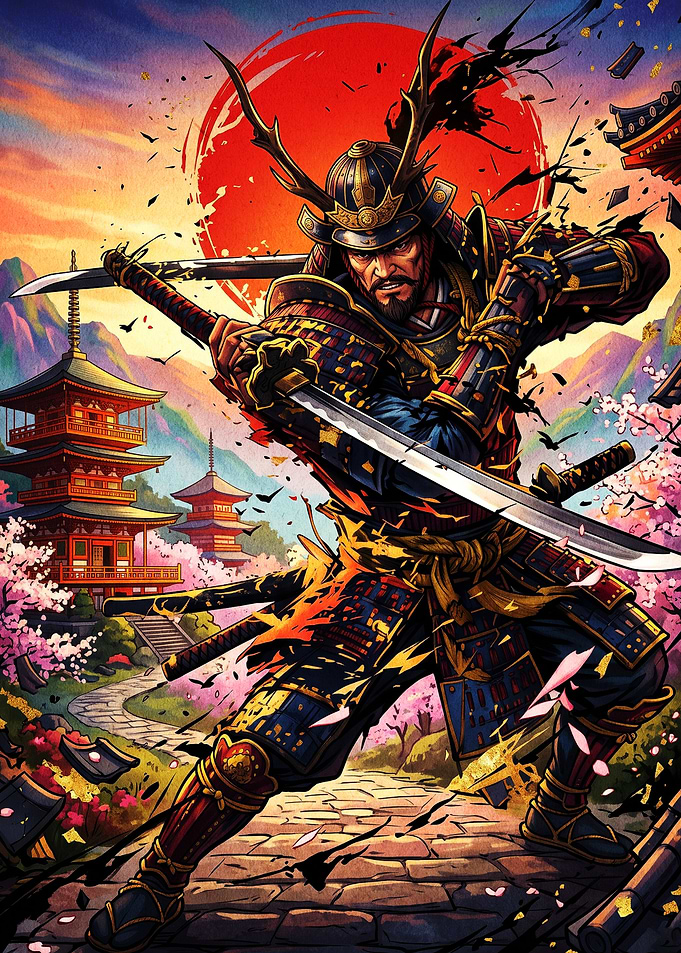 Fierce Samurai Warrior with Katana