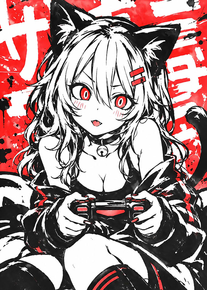 Anime Cat Girl Gamer