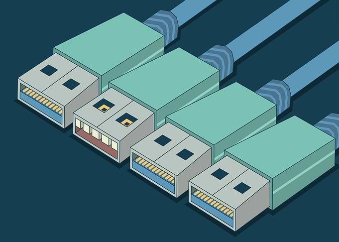 Isometric creepy USB Connectors Illustration