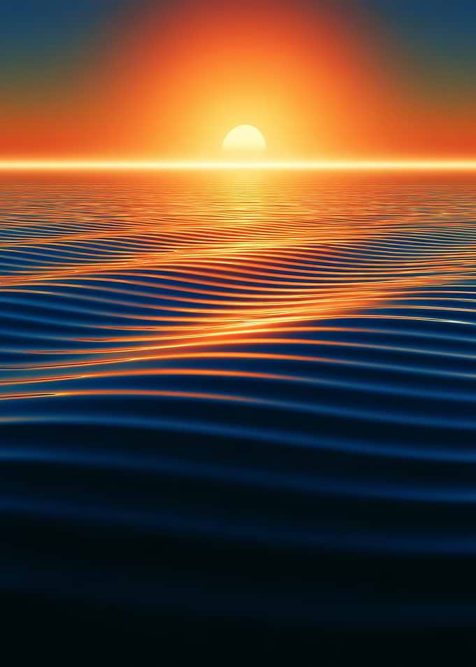 Golden Sunset Over Calm Ocean Waves