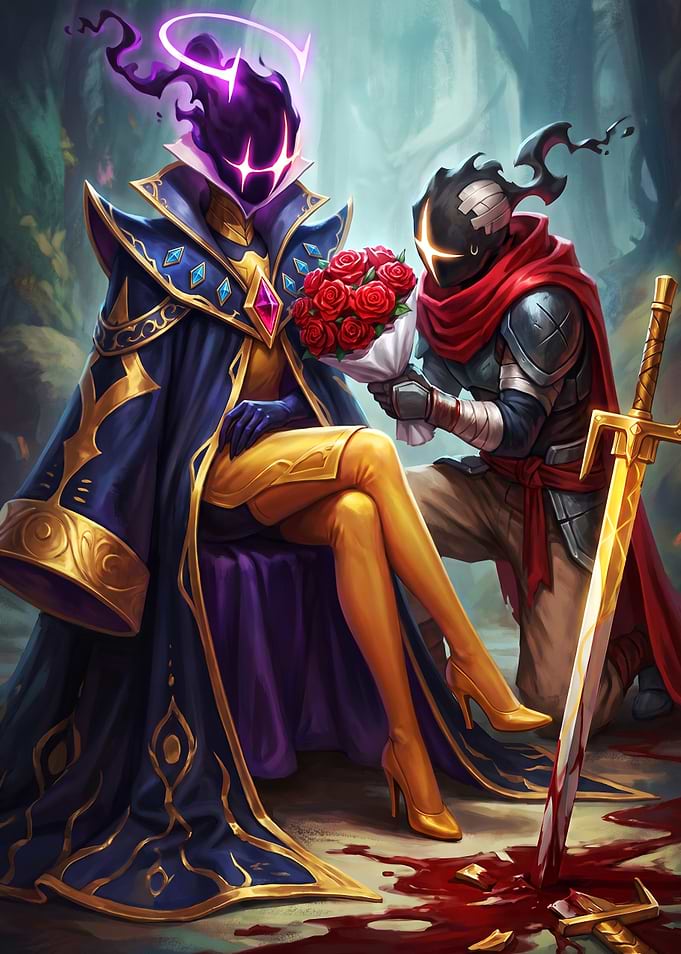 Dark Fantasy Knight Offering Roses
