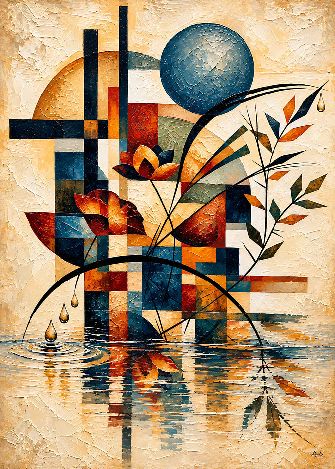 Where Water Becomes Reflection – Geometric Botanical