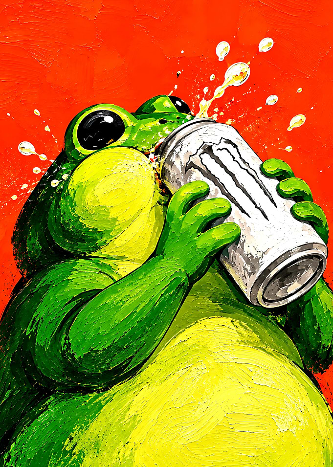 Frog Drinking Monster Energy Drink
