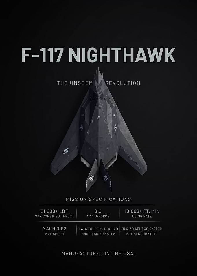 top view black F-117 Nighthawk Stealth Fighter Poster