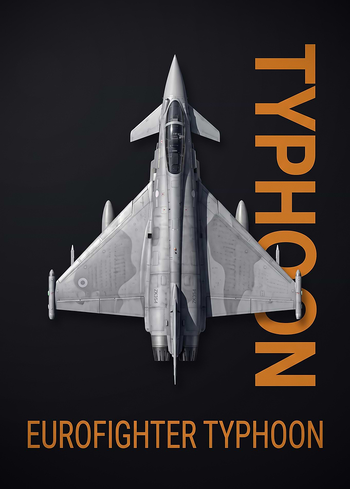 dark background top view Eurofighter Typhoon Military Jet Poster