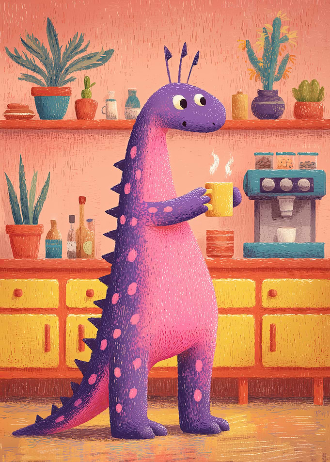 Cute Dinosaur Coffee Break