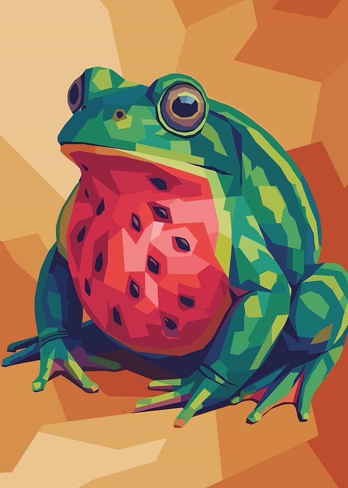 Watermelon Frog Geometric Pop Art