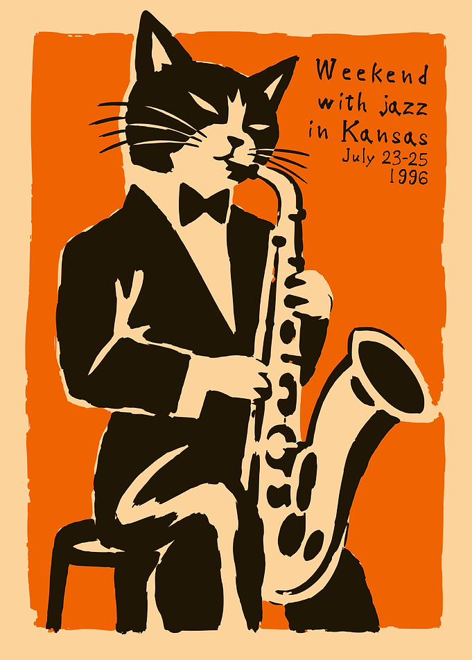 Jazz Cat Vintage Poster