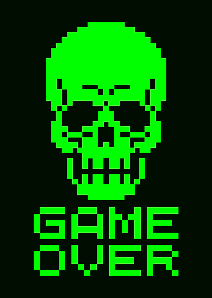 Pixel Art Game Over Skull