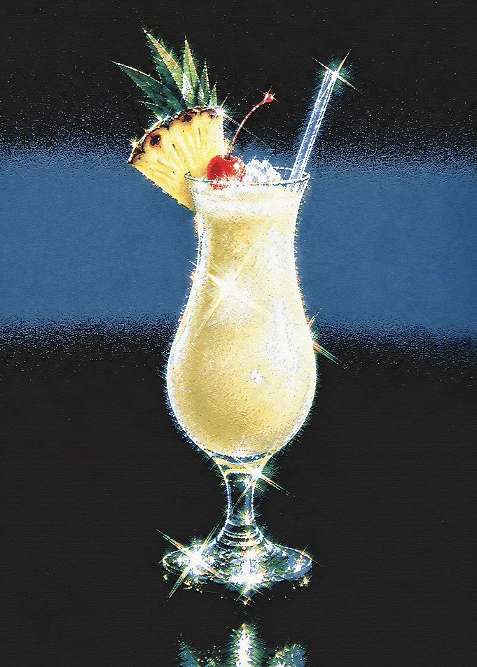 Sparkling Piña Colada Cocktail Illustration