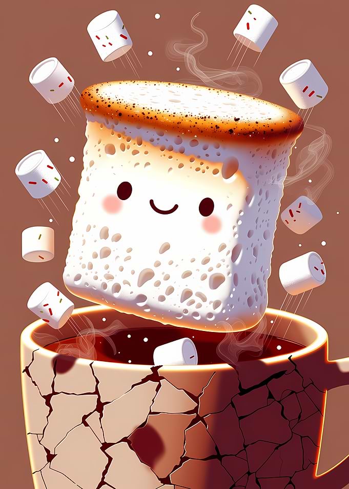 Cute Marshmallow Floating Above Cocoa
