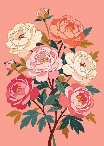 Elegant Peony Floral Illustration