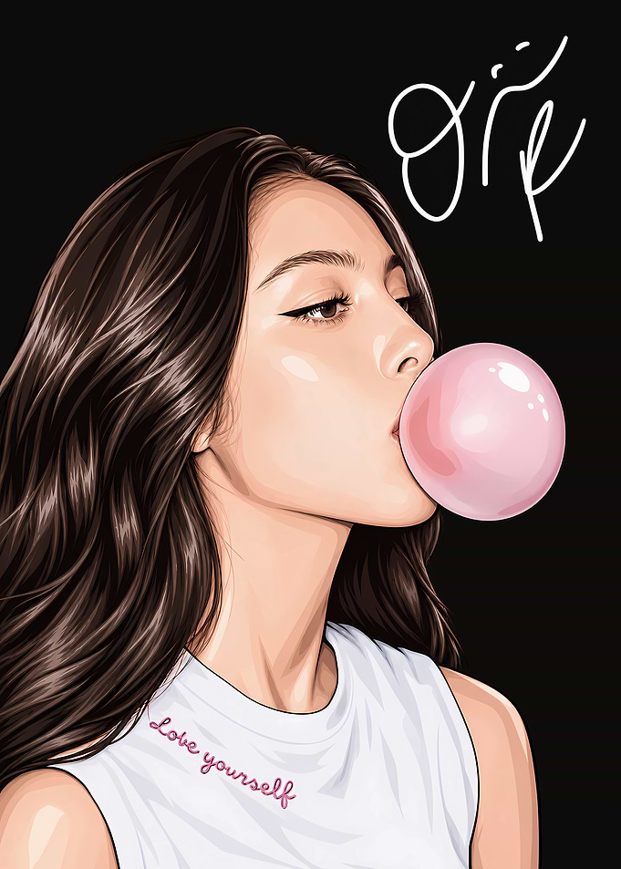 Olivia Rodrigo Bubblegum Portrait Illustration
