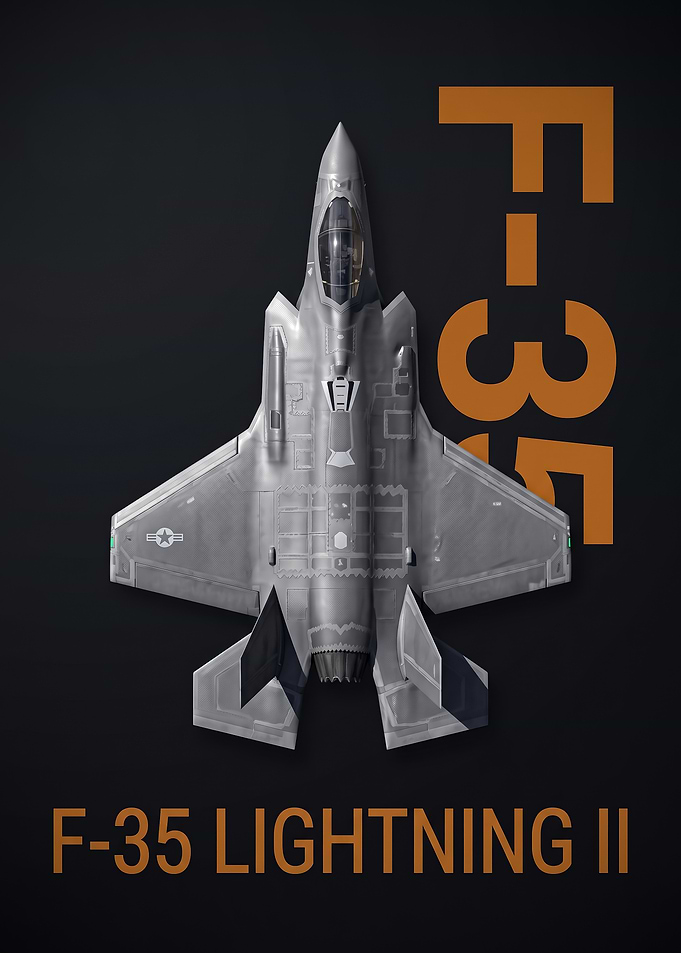 dark background top view F35 Lightning II Fighter Jet Poster