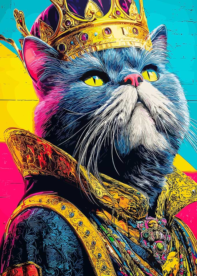 Regal Cat King Pop Art Portrait