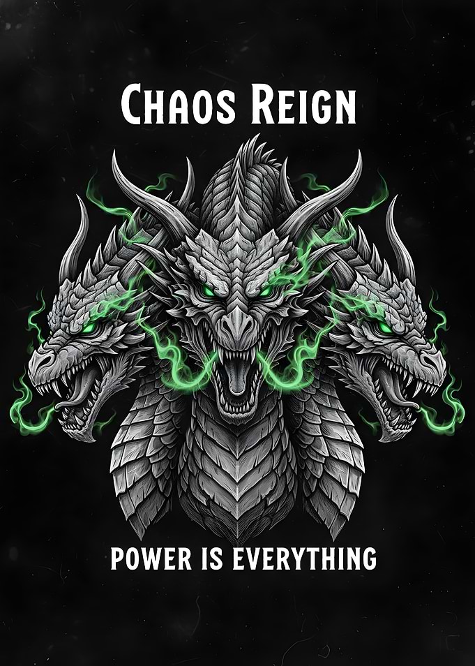 Chaos Reign Power Is Everything Three-Headed Dragon Poster