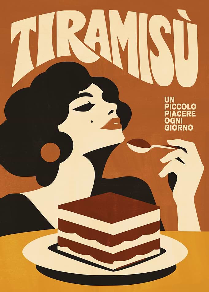 Vintage Tiramisu Dessert Poster