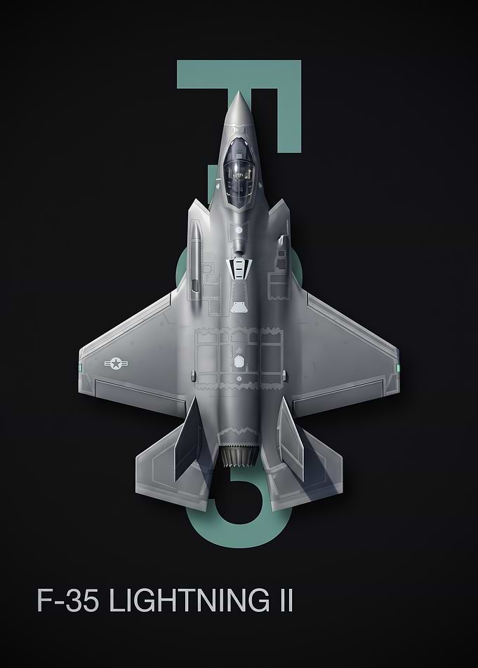 black background f35 Lightning II Fighter Jet Poster