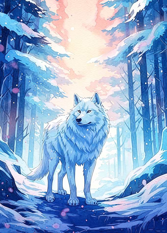 Winter Wolf Snow Forest Anime Art