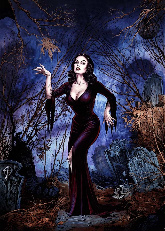 Vampira in a Dark Graveyard