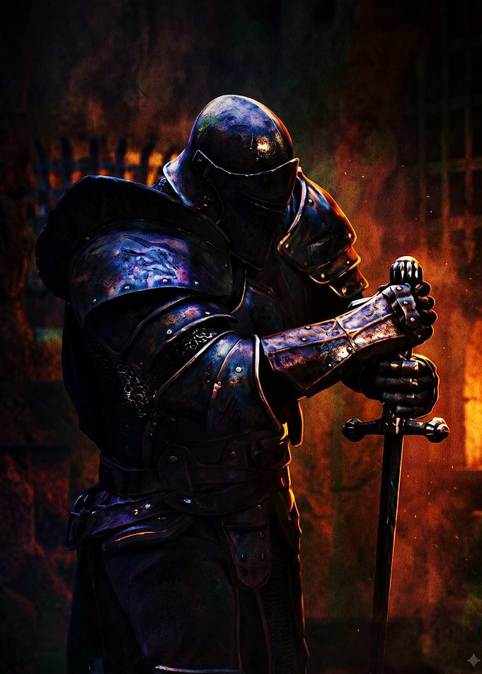 Dark Knight Resting on Sword
