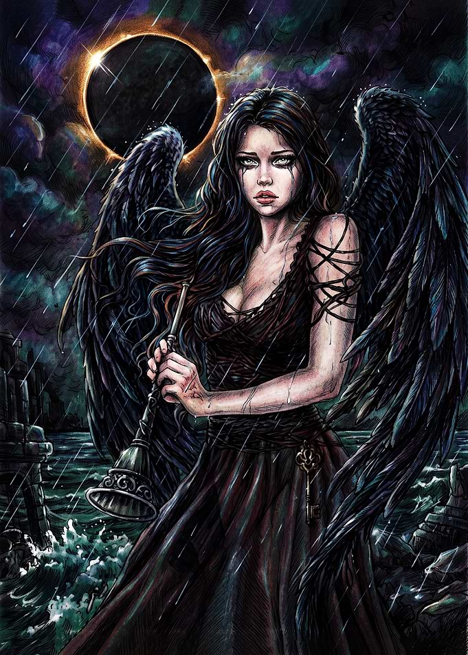 Dark Angel with Trumpet and Eclipse