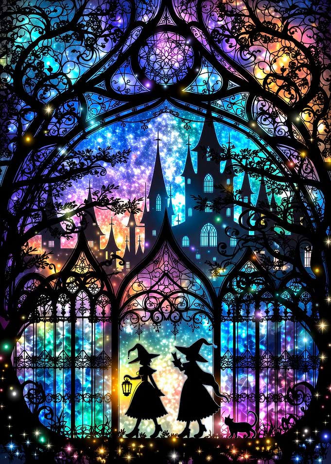 Witches at a Magical Castle Gate