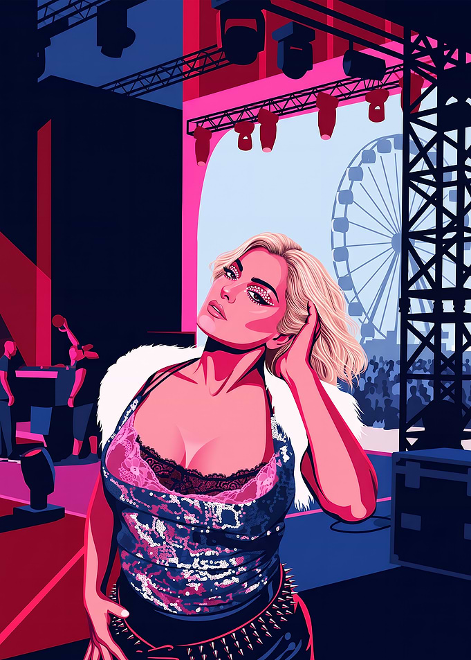 Bebe Rexha Concert Pop Art Illustration