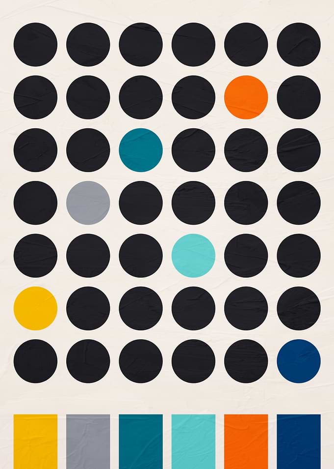 Minimalist Grid of Colorful Circles