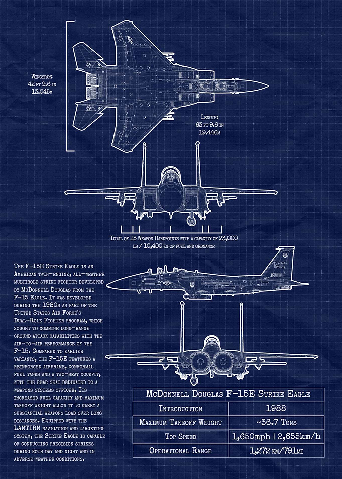 F-15E Strike Eagle Aircraft Blueprint