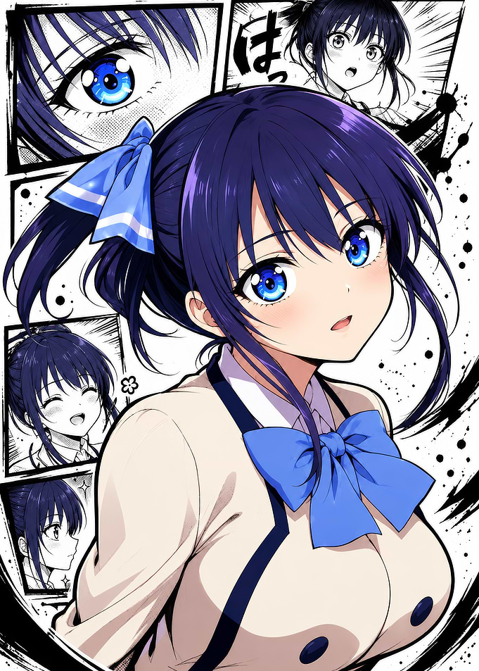 Anime Girl Manga Style Collage