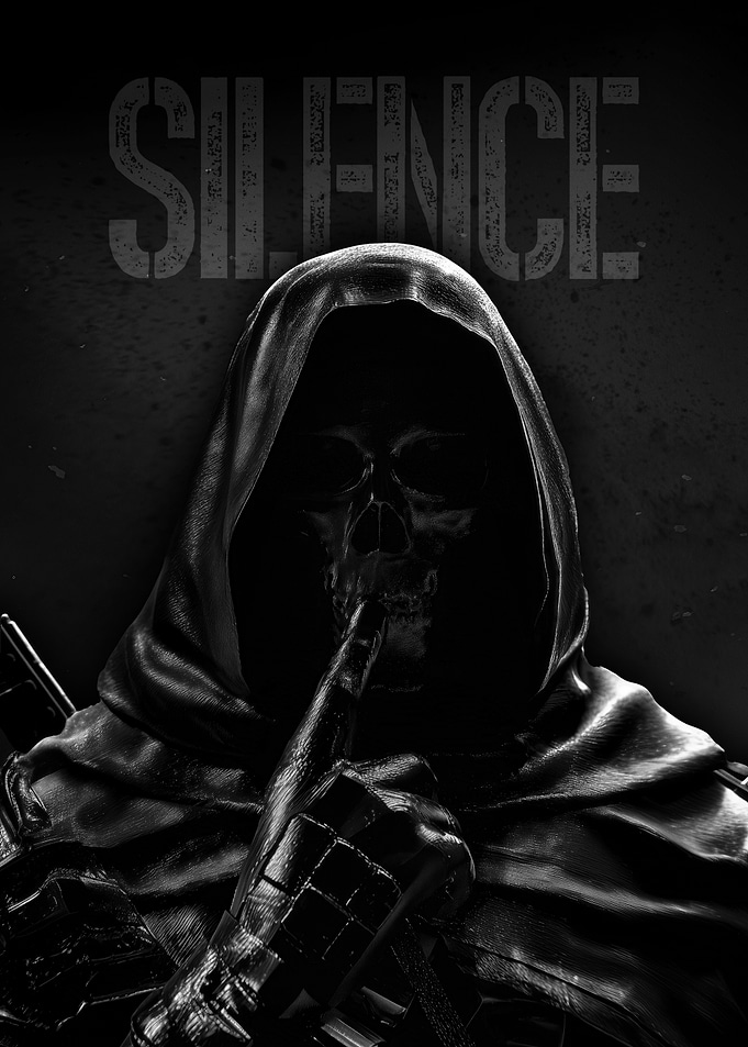 Ghost Silence Skull Poster