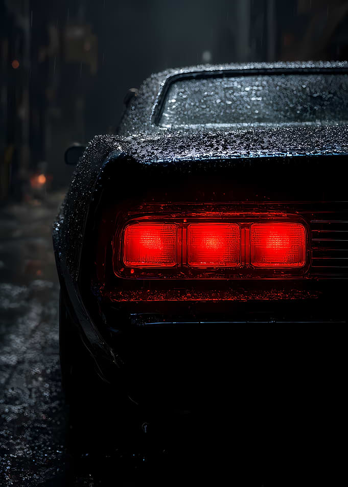 Rainy Night Muscle Car Taillights