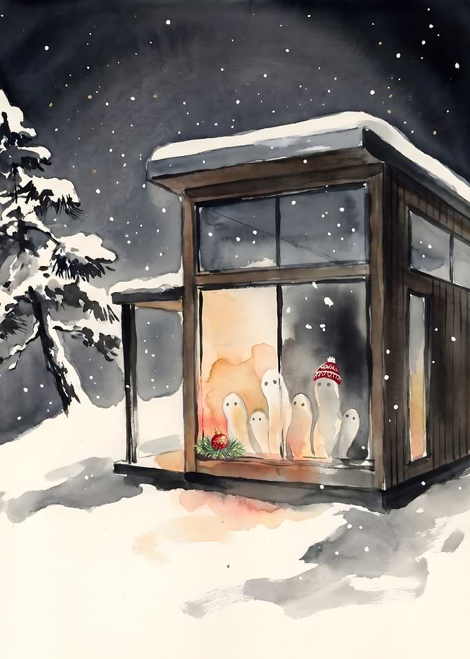Ghosts Gathered in a Snowy Cabin