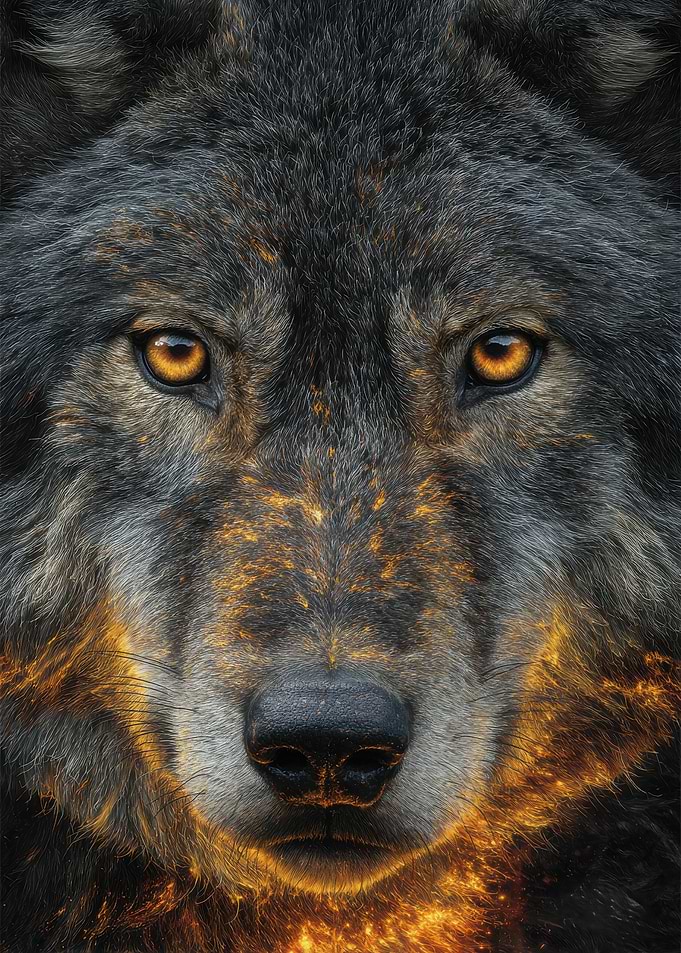 Fiery Wolf Portrait
