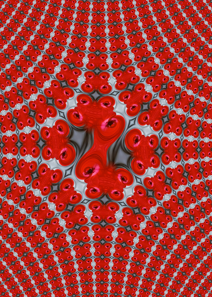 Red Abstract Geometric Kaleidoscope Pattern