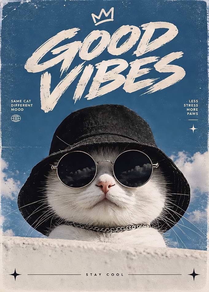 Cool Cat Good Vibes Poster