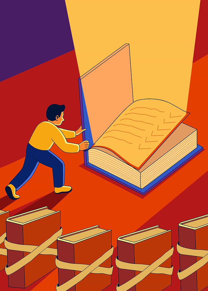 Person Opening a Glowing Book