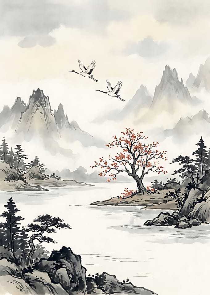 Traditional Ink Wash Landscape Painting