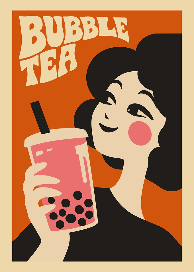 Retro Bubble Tea Illustration