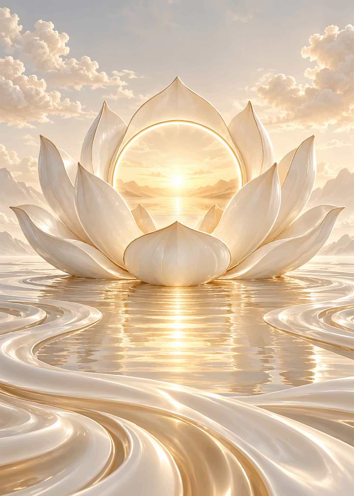 Ethereal Golden Lotus Flower