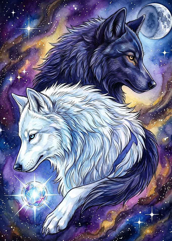 Cosmic Wolf Galaxy Fantasy Poster