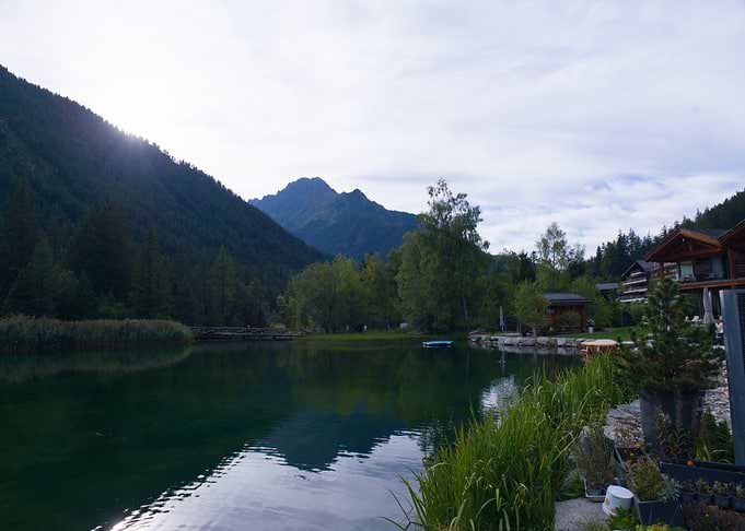 Serene Alpine Lake and Mountain Landscape - Champex Lac Switzerland