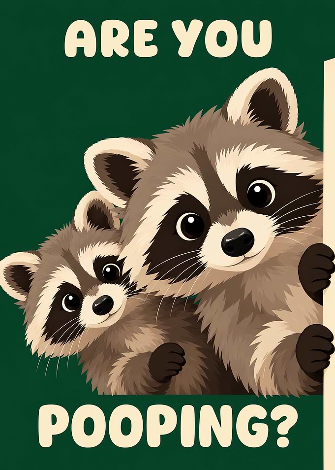 Funny Raccoon Bathroom Wall Art