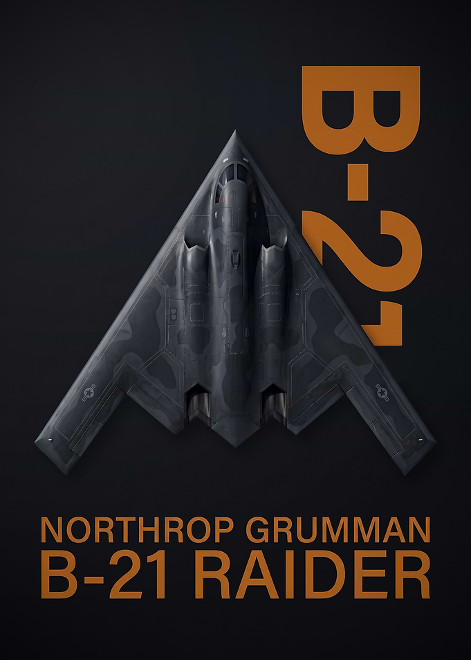 dark background top view Northrop Grumman B21 Raider Poster